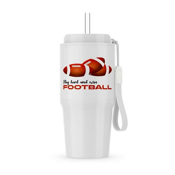 American Football Balls And A Text Play Hard And Win Football, 20oz Tumbler