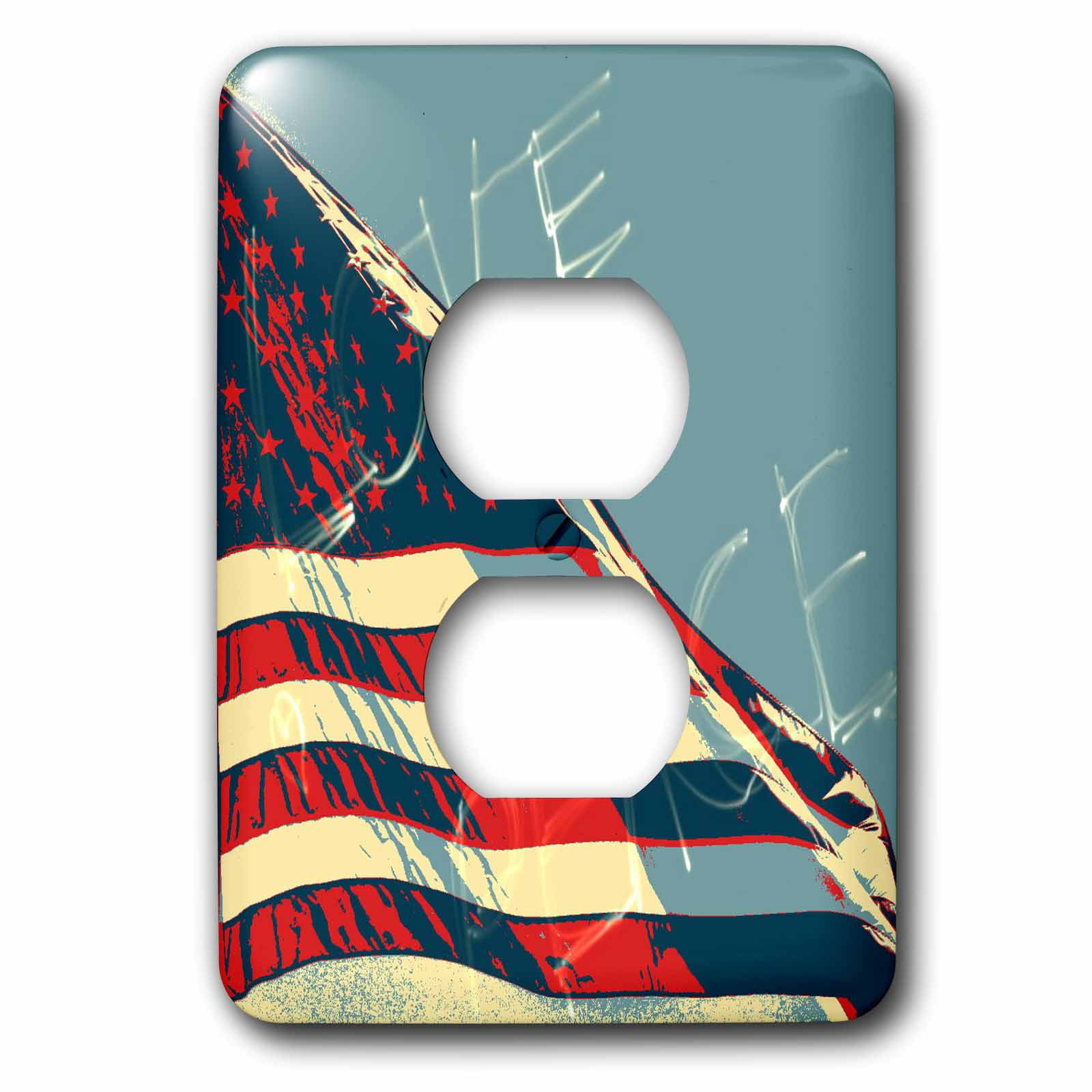 3dRose, Americana Love and Peace - American Flag - USA - Art, 2 plug outlet cover