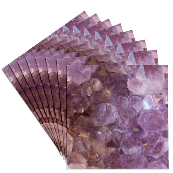 3dRose, Amethyst crystal macro photography - purple gemstone texture photo - lilac gem. February birthstone, Set of 8 Ceramic Tile Coasters
