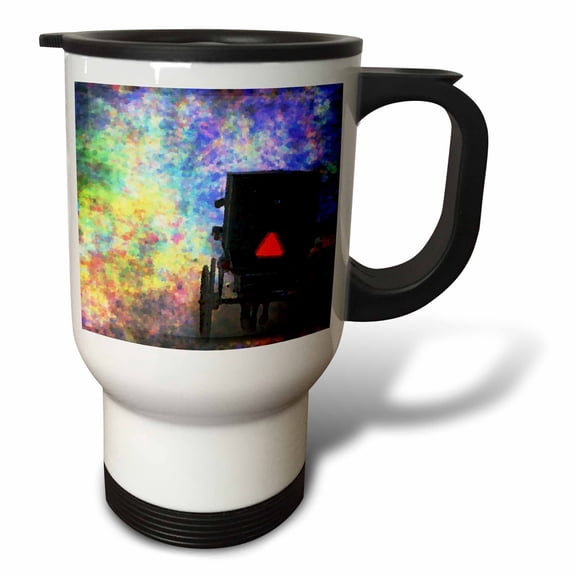 3dRose, Amish Buggy Bold Colored Background by Angelandspot, 14oz Stainless Steel Travel Mug