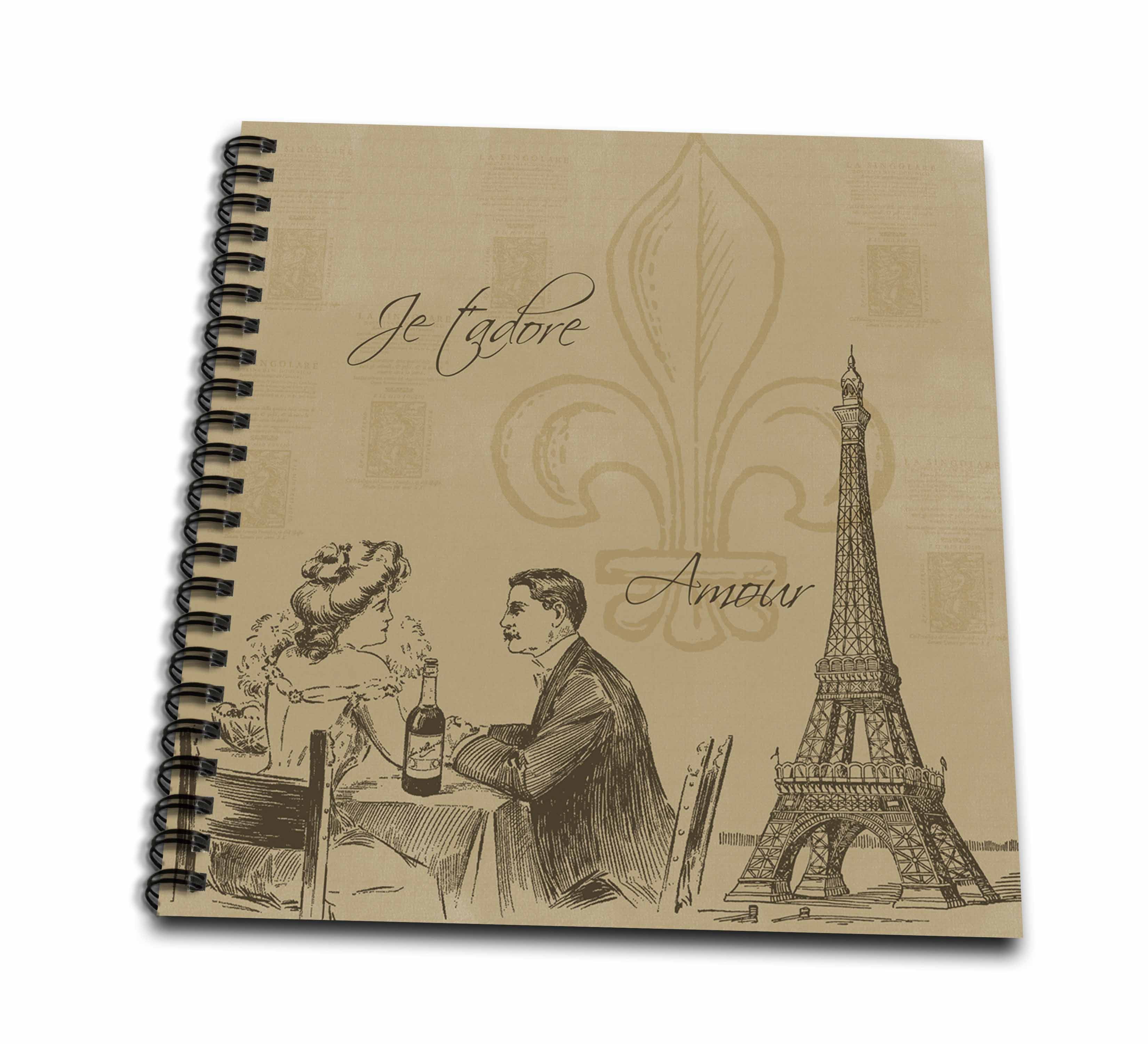 3dRose, Amore couple in Paris vintage art, Memory Book 12 x 12 inch