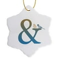 thumbnail image 1 of 3drose, Ampersand and with Birds, 3 inch Snowflake Porcelain Ornament, 1 of 7