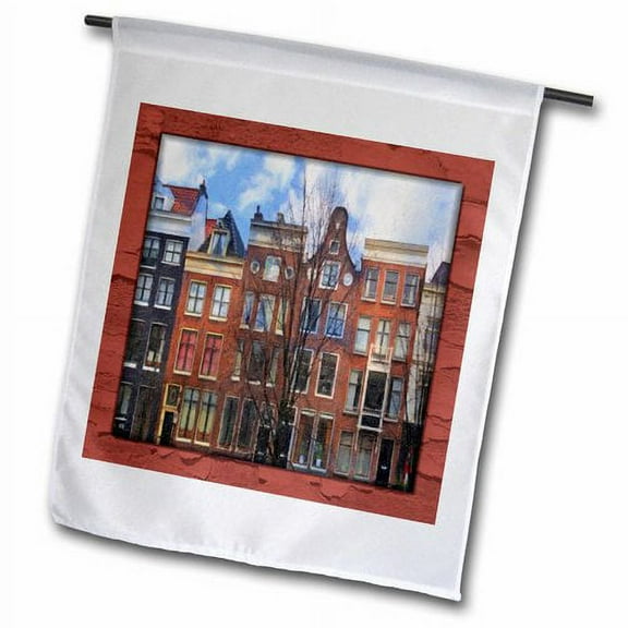 3dRose, Amsterdam Houses, 12 x 18 inch Garden Flag