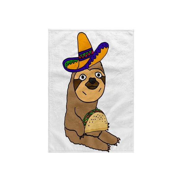 3dRose, Amusing Cute Sloth wearing Sombrero and eating Taco Cartoon , 15x22 Hand Towel