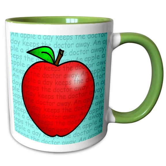3drose, an Apple a Day Keeps the Doctor Away Print, 11oz Two-tone Green Mug