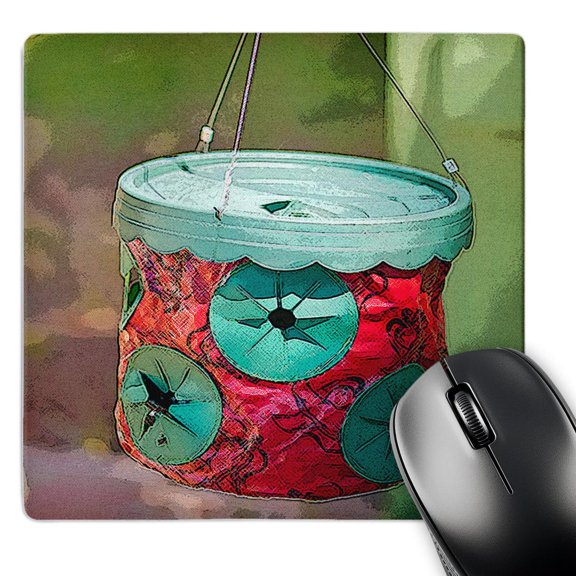 3dRose, An Eatable Plant That Hangs in a Upside Down Pot While it Grows in Teal, Red and Green, MousePad