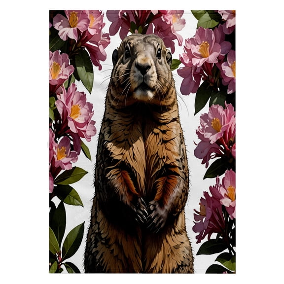 3dRose, An Olympic Marmot Surrounded By Rhododendron Flowers, 22x30 Bath Hand Pool Towel
