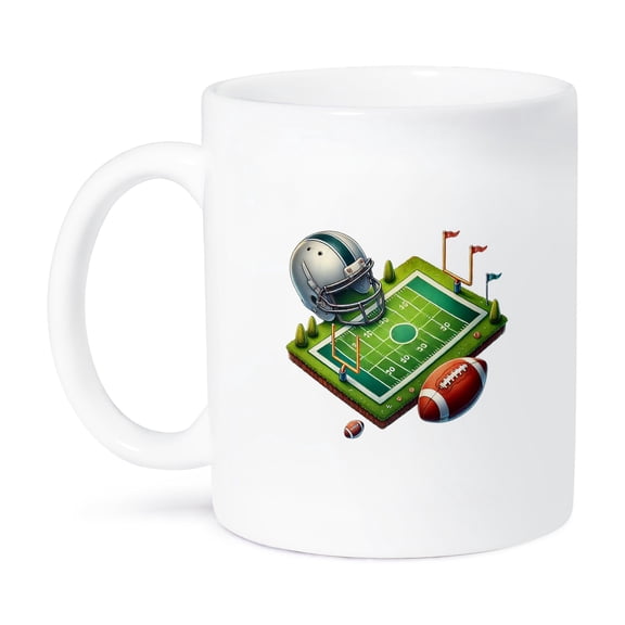 3drose, an Artsy Image of a Football Stadium, a Helmet, a Ball, Sport Gift, 15oz Mug