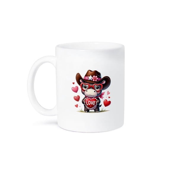 3drose, an Image of a Cool Hippo with a Red Heart, Valentine Day Gift for All, 11oz Mug
