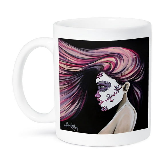 3dRose, An image of a girl with pink hair and Day of the Dead make-up., 11oz Mug