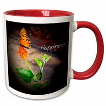 3drose, an Inspirational Pictures with a Butterfly, 11oz Two-tone Red Mug