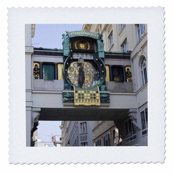 3dRose, Anchor Clock (Ankeruhr) at Hoher Markt, Vienna, Austriaand-EU03 AKA0062 - Ali Kabas, 6x6 inch quilt square