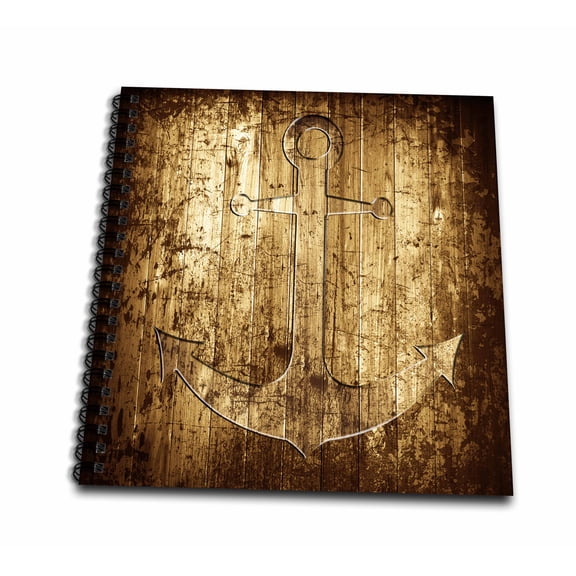 3dRose, Anchor on Wood Photo, Drawing Book 8 x 8 inch