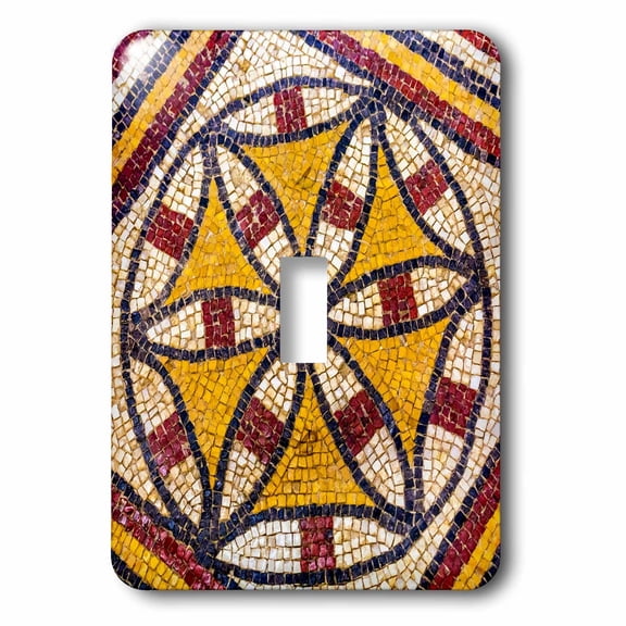 3dRose, Ancient 6th Century Crusader Cross Mosaic in a church, Mt Nebo, Jordan, single toggle switch