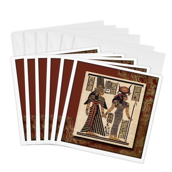 3dRose, Ancient Egyptian Papyrus, 6 Greeting Cards with envelopes