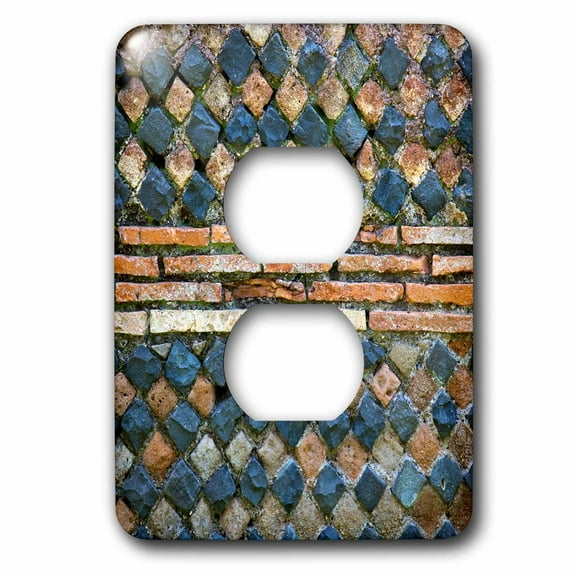 3dRose, Ancient Roman Stone Wall, Ostia Antica Ruins, Rome, Italy., 2 plug outlet cover