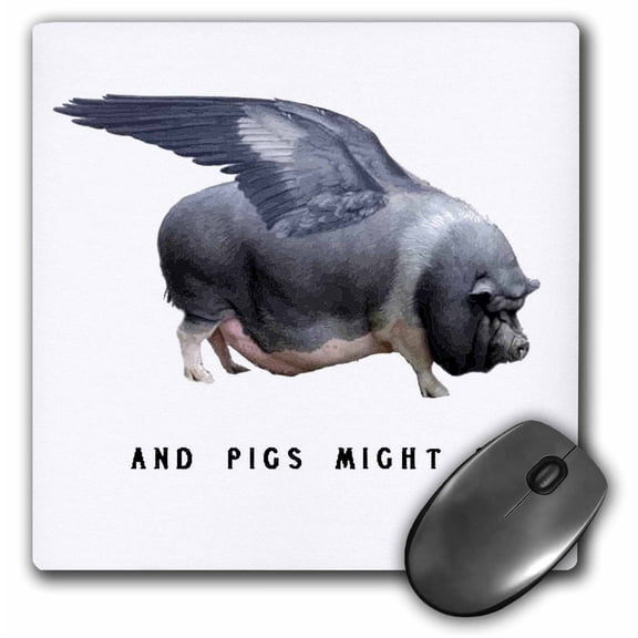 3dRose, And Pigs Might Fly Funny Animal Photo Vector, MousePad