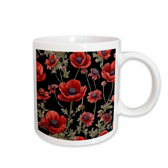3drose, Anemone Floral Pattern Vector Cut Out, 15oz Mug