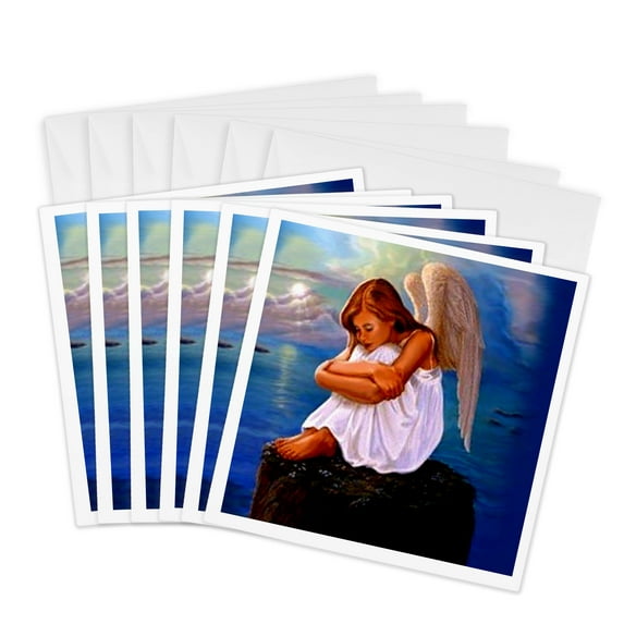 3drose, Angel, 6 Greeting Cards with Envelopes