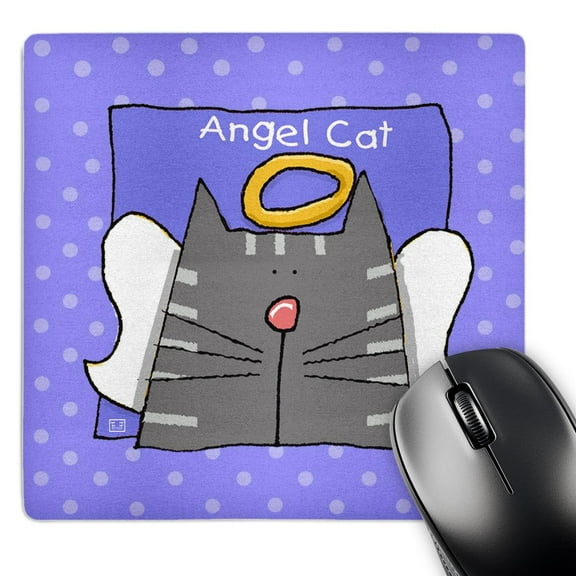 3dRose, Angel Gray Tabby Cat Cute Cartoon Pet Loss Memorial , MousePad