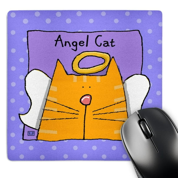 3dRose, Angel Orange Tabby Cat Cute Cartoon Pet Loss Memorial , MousePad