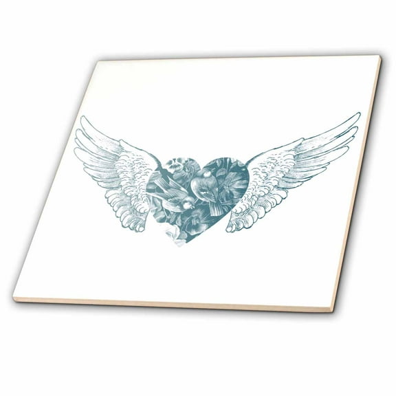 3dRose, Angel Wings Heart, 6 Inch Ceramic Tile