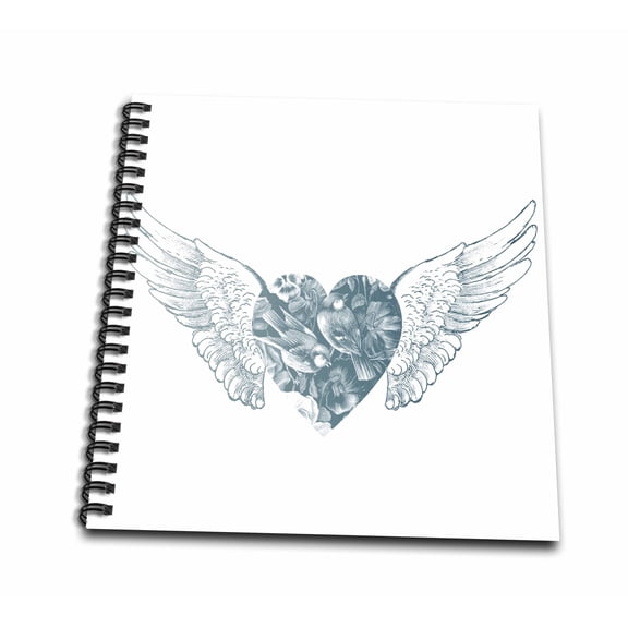 3dRose, Angel Wings Heart, Mini Notepad 4 x 4 inch