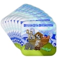 thumbnail image 1 of 3drose, Animals on Ark, Happy 1st Birthday, Block Font, Set of 8 Coasters - Soft, 1 of 7