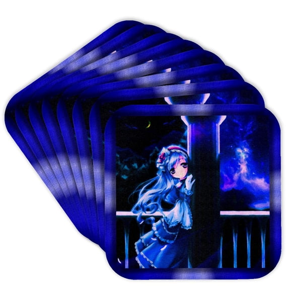 3drose, Anime on a Balcony, Set of 8 Coasters - Soft