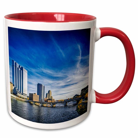 3drose, Ann Arbor Michigan Skyline 1, 11oz Two-tone Red Mug