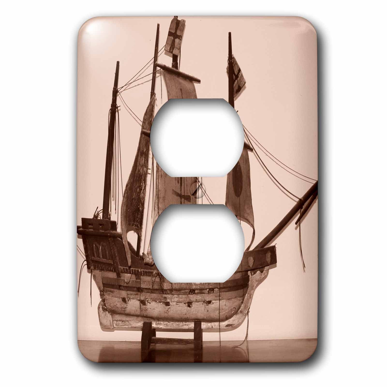 3dRose, Antique Schooner, 2 plug outlet cover