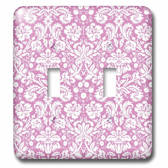 3dRose, Antique rose pink and white damask pattern - Victorian fancy vintage swirls - girly stylish girls, double toggle switch
