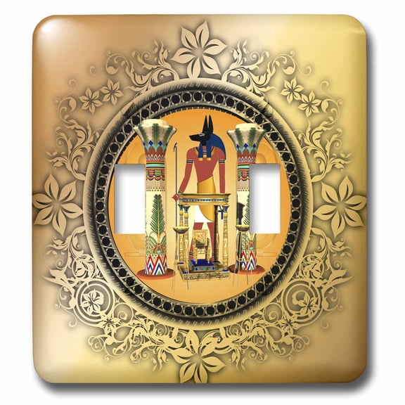 3dRose, Anubis the Egyptian god on golden background, double toggle switch