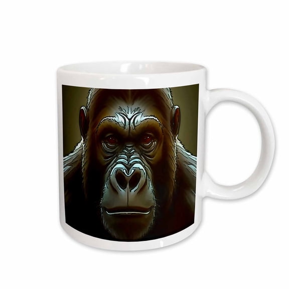 3drose, Ape Mountain Gorilla Fun Face Black Outline Art, 15oz Mug