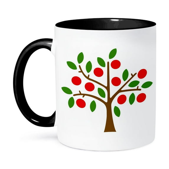 3dRose, Apple Tree, 11oz Two-Tone Black Mug