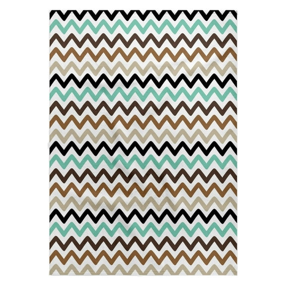 3dRose, Aqua, Black, Brown, Beige, Wavy Chevron Stripes Pattern, 22x30 Bath Hand Pool Towel