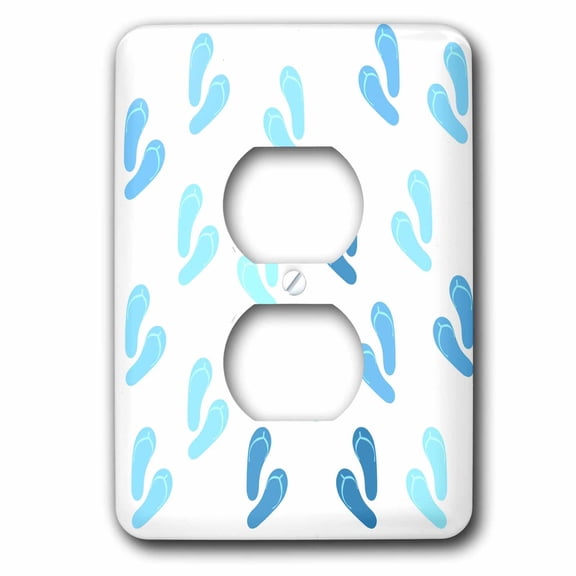 3dRose, Aqua Blue Flip Flops- Beach Themed Art- Summer, 2 plug outlet cover
