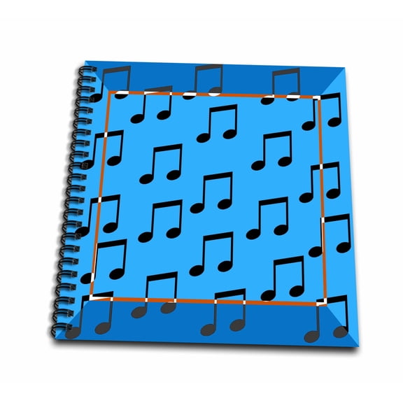 3dRose, Aqua Blue Musical Notes Fun Art - Music, Memory Book 12 x 12 inch