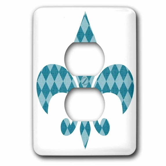 3dRose, Aqua Diamonds fleur de lis vintage art french, 2 plug outlet cover
