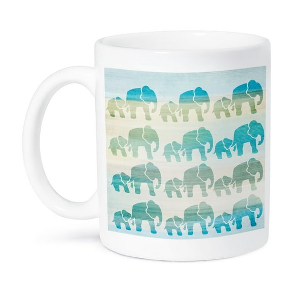 3dRose, Aqua Mom and Baby Elephants animals, 11oz Mug
