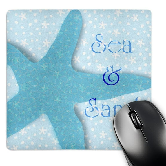 3dRose, Aqua Sea and Sand Starfish - Beach themed Ocean Art, MousePad