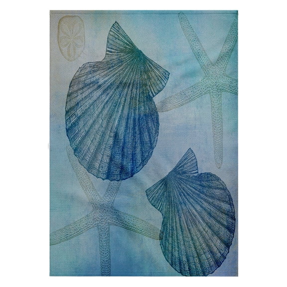 3dRose, Aqua Shells and Starfish Beach Themed Art, 22x30 Bath Hand Pool Towel