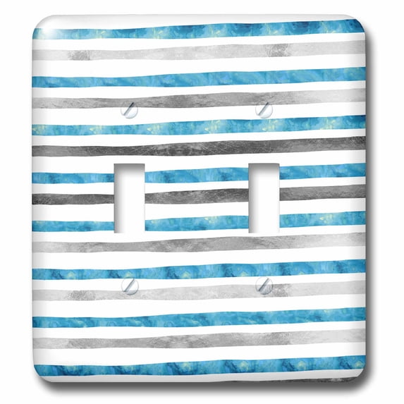 3dRose, Aqua Silver Glam Stripes, double toggle switch
