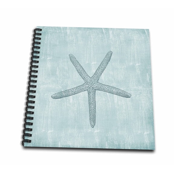 3dRose, Aqua Starfish Abstract beach theme, Drawing Book 8 x 8 inch