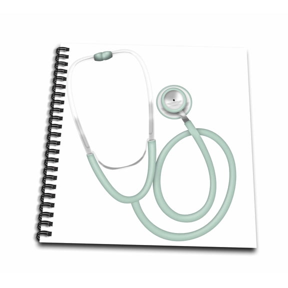 3dRose, Aqua and White Medical Stethoscope Illustration, Drawing Book 8 x 8 inch