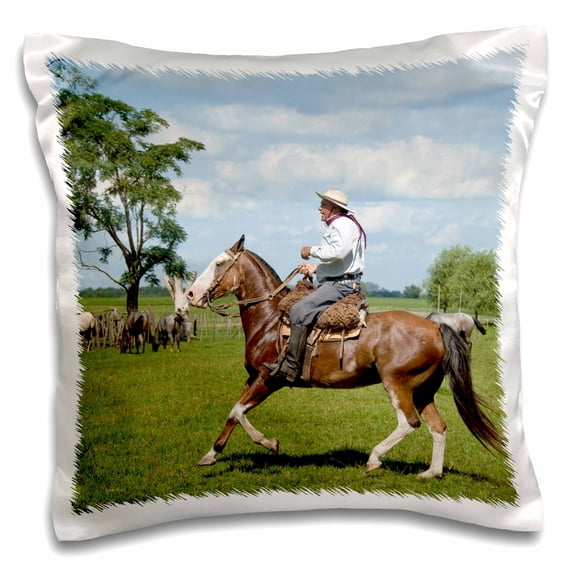 3dRose, Argentina, Buenos Aires, gaucho horses - SA01 CMI0058 - Cindy Miller Hopkins, 16x16 inch Pillow Case