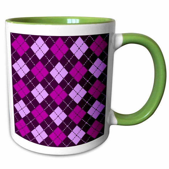 3drose, Argyle Design Purple, 11oz Two-tone Green Mug