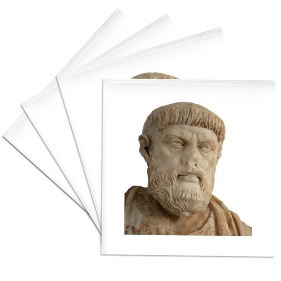 3drose, Aristotle Greek Philosopher Statue Aphrodisias Vector Art, Set of 4 Ceramic Tile Coasters