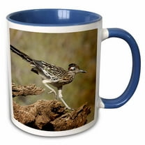 3drose, , Arizona, Buckeye. Greater Roadrunner on Log., 15oz Two-tone Blue Mug