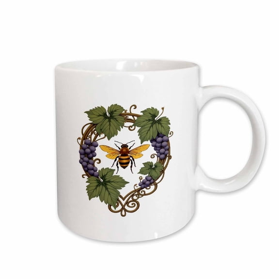 3drose, Arkansan State Honey Bee and Grape Vine Vector Design, 11oz Mug
